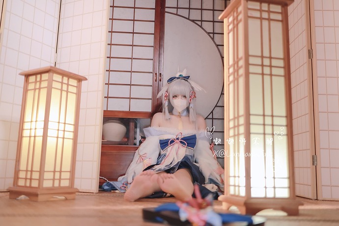 懒懒睡不醒 (LanLanWink) cosplay Ayaka Kamisato - Genshin Impact (13)