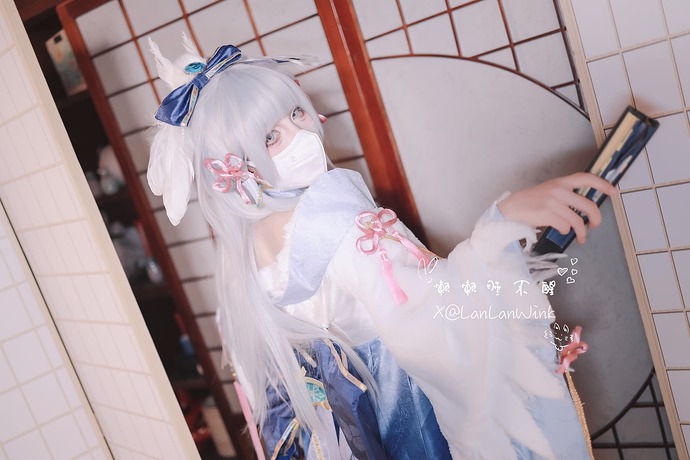 懒懒睡不醒 (LanLanWink) cosplay Ayaka Kamisato - Genshin Impact (5)