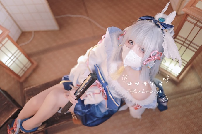 懒懒睡不醒 (LanLanWink) cosplay Ayaka Kamisato - Genshin Impact (4)