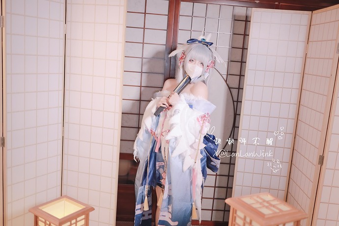 懒懒睡不醒 (LanLanWink) cosplay Ayaka Kamisato - Genshin Impact (6)