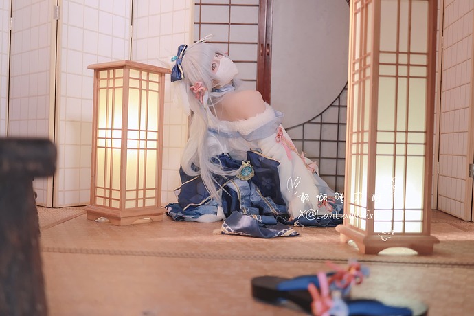 懒懒睡不醒 (LanLanWink) cosplay Ayaka Kamisato - Genshin Impact (12)
